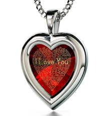 Silver Heart Jewelry Set I Love You Necklace - Puritific