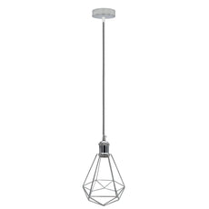 Single Chrome E27 Ceiling Hanging Light Cage Shade Loft Metal Pendant Lamp~4188-13