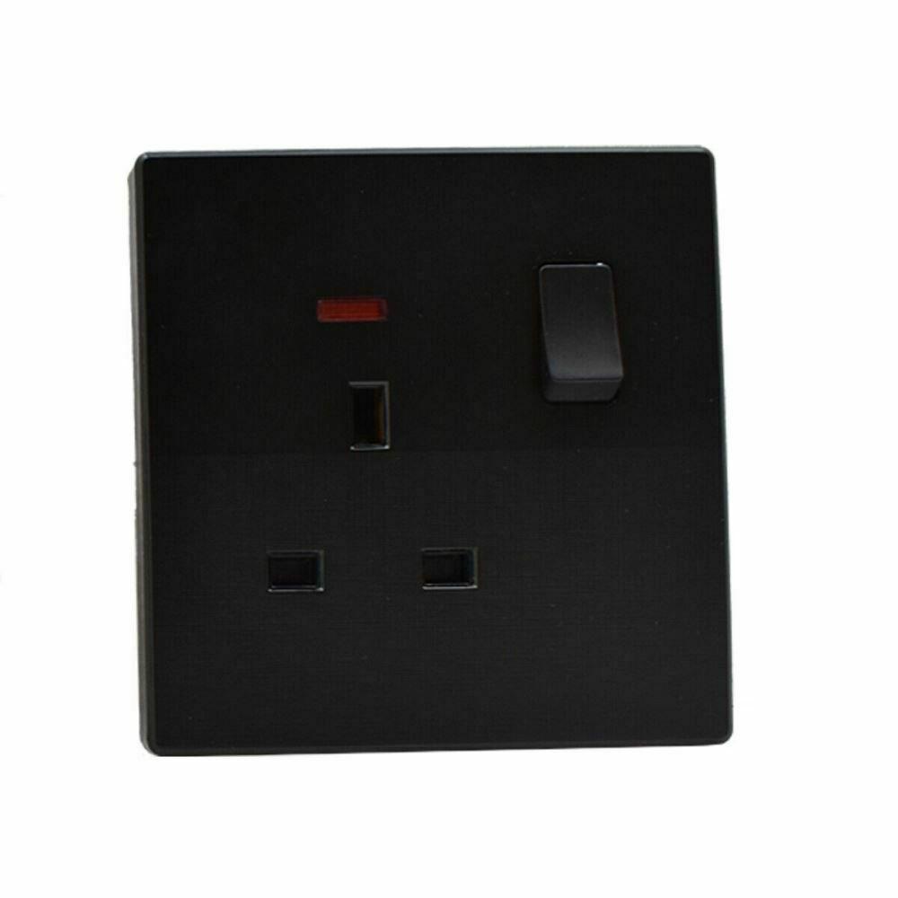 Single Double Screwless Black Light Switches & Socket Flatplate~2526-4