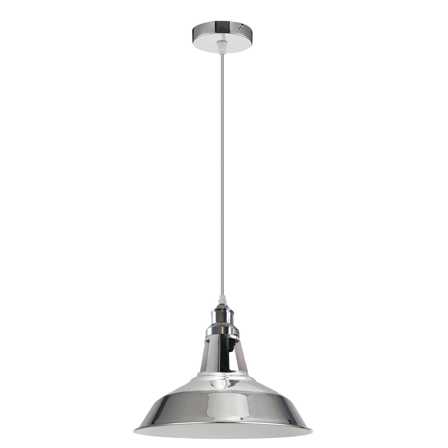 Single Pendant Light Metal Barn Slotted Chrome E27 Holder Fitting Hanging Light~4484-6