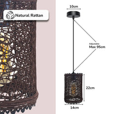 Single Wicker Rattan Ceiling Pendant Shade E27 cord Handmade Hanging Light~4197-2