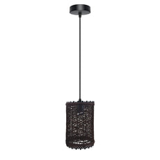 Single Wicker Rattan Ceiling Pendant Shade E27 cord Handmade Hanging Light~4197-5