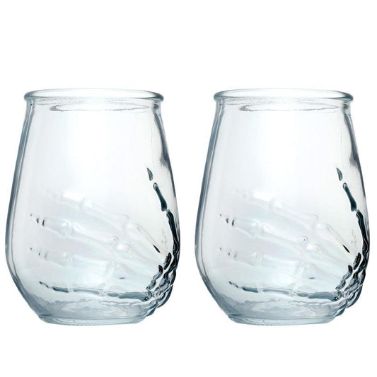 Skeleton Hand Set of 2 Glass Tumblers TUMB12-0