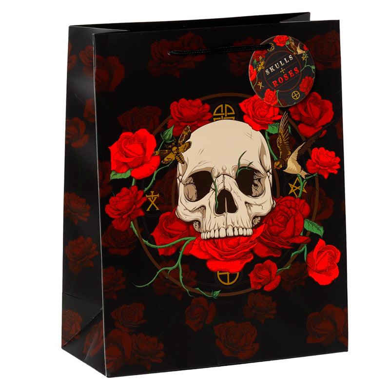 Skulls and Roses Red Roses Large Gift Bag GBAG90A-0