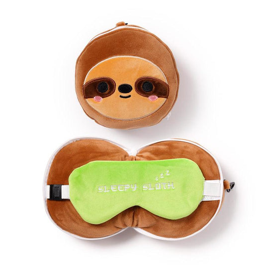 Sloth Relaxeazzz Plush Round Travel Pillow & Eye Mask Set CUSH276-0