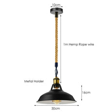 Slotted Shape Metal Ceiling Pendant Light Modern Hemp Hanging Retro Lamps~1653-2