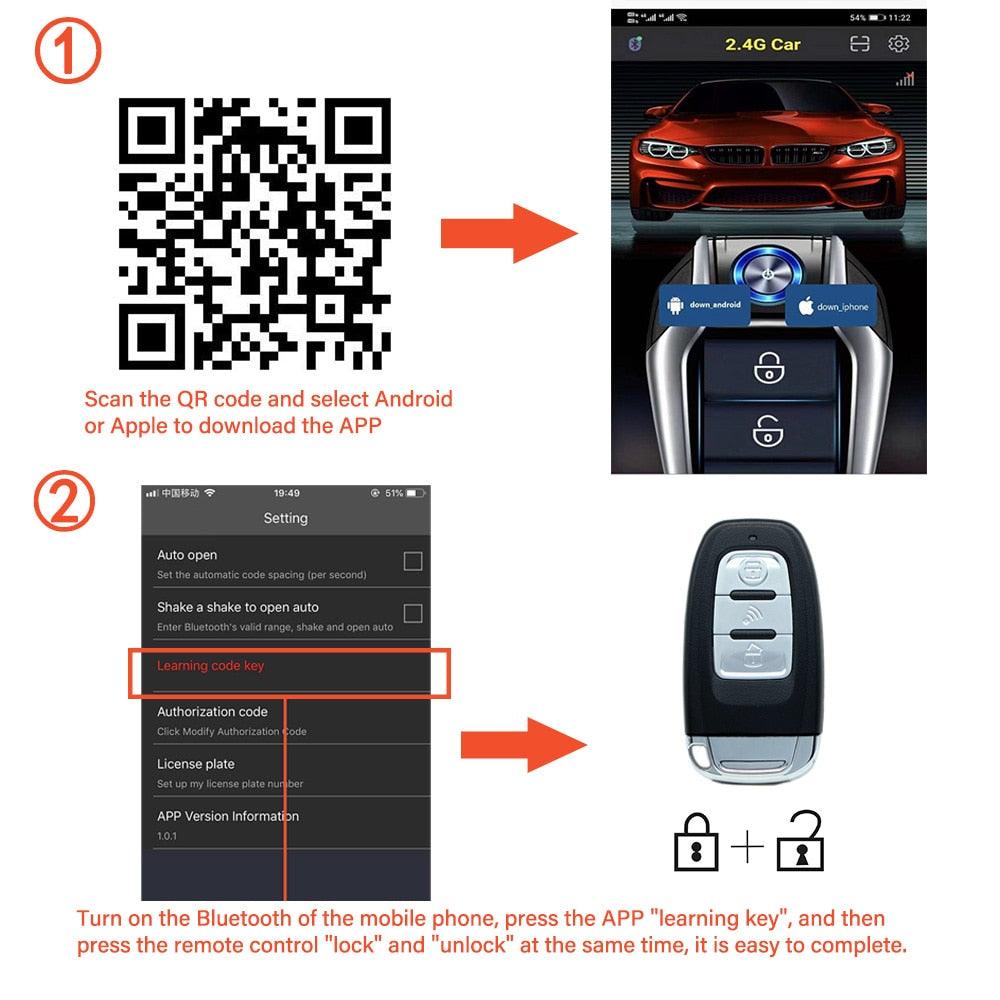 Smart App Remote Start Stop System for Cars, Car Alarm Keyless Entry System - Puritific