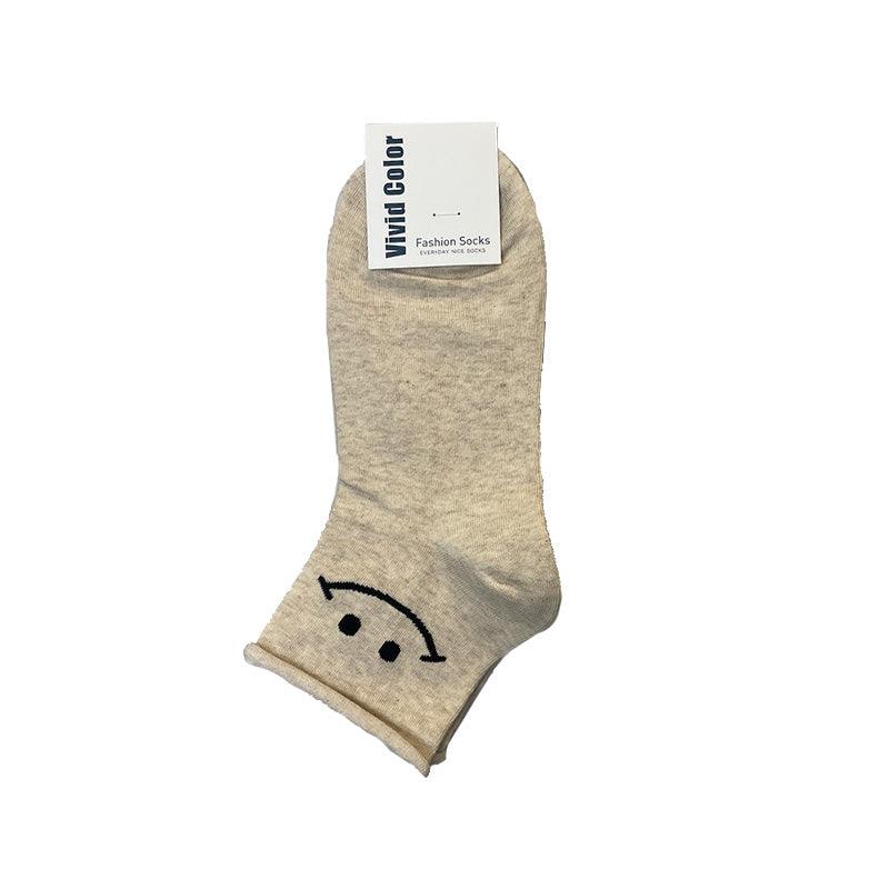 Smile Rolled Quarter Socks-2