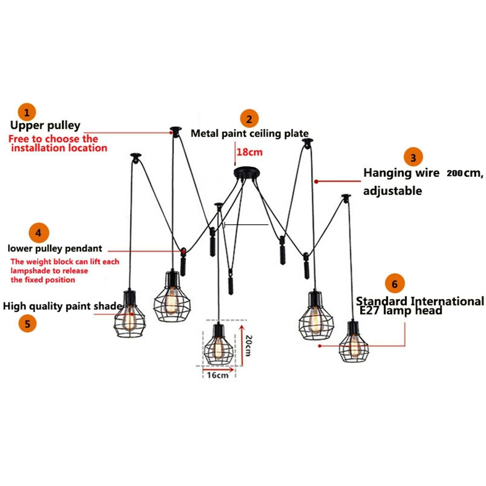 Spider Light Industrial Pendant Light With Five Cage~2488-4