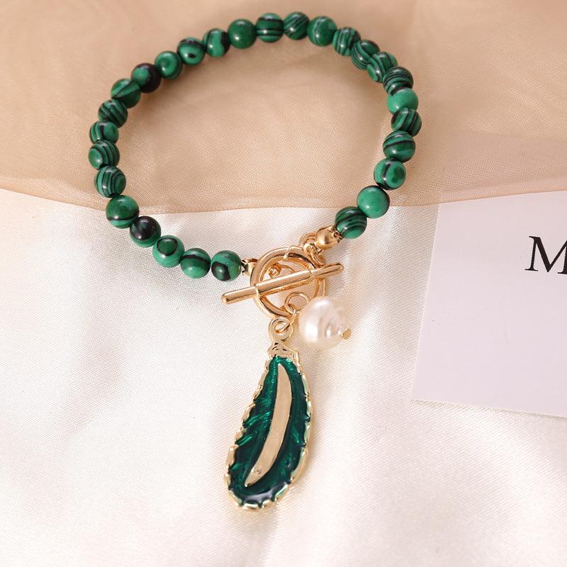 Spirit of Nature Malachite Pearl Necklace and Bracelet - Puritific