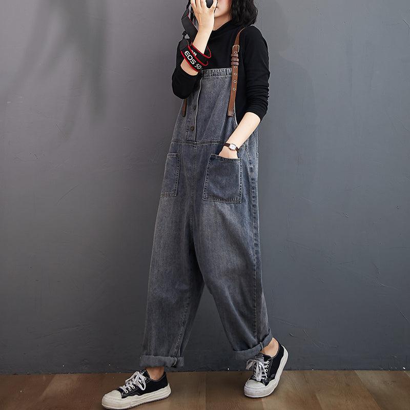 Spring Fashion Button Jeans Harem Jumpsuit - Puritific