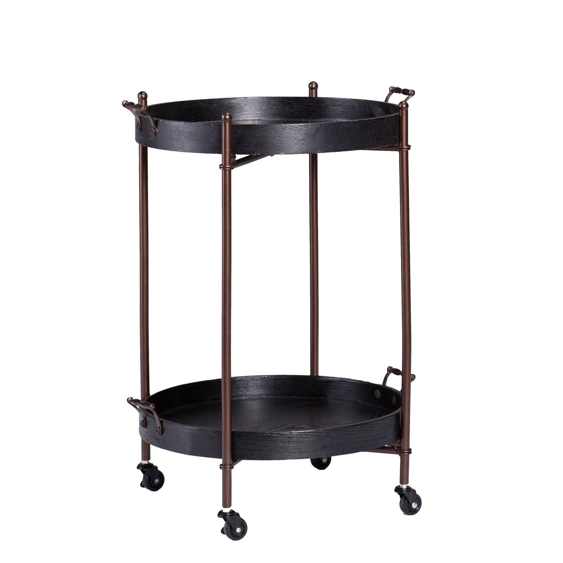 Spyro Black and Bronze Rolling Bar Cart Server-2