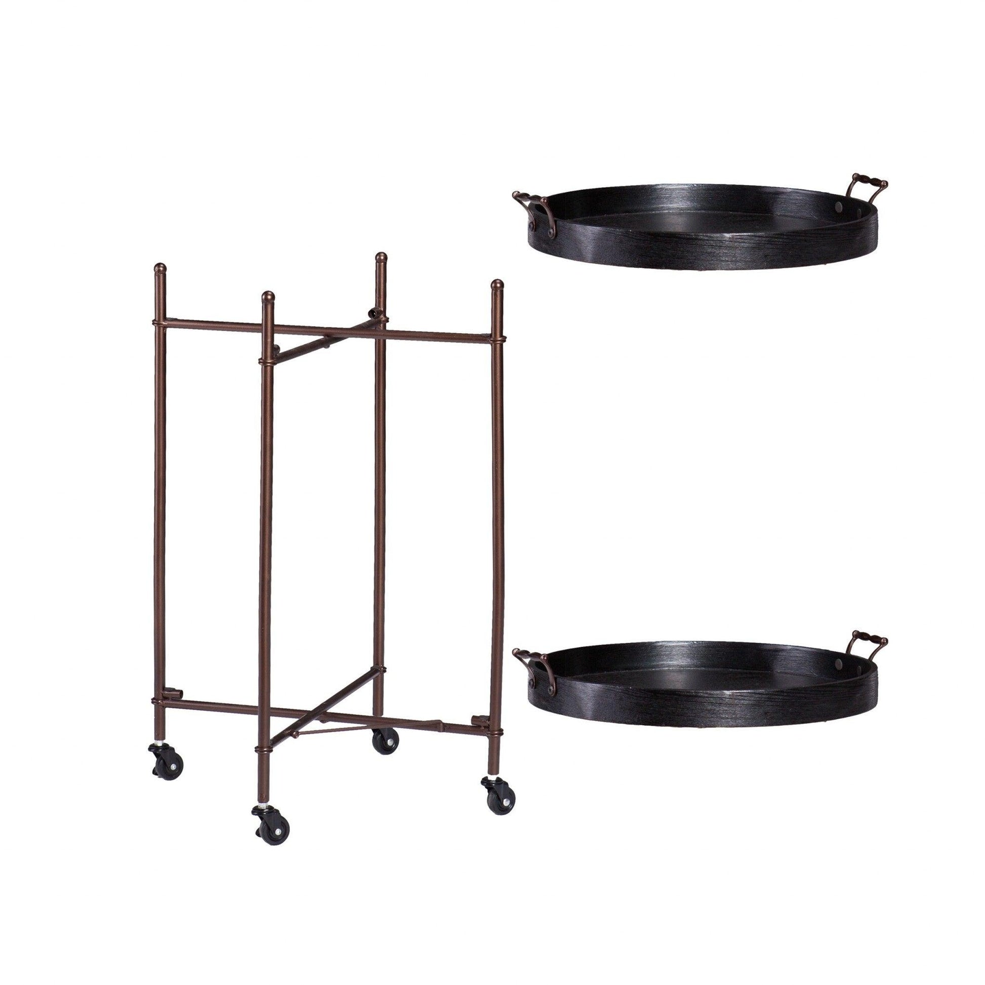 Spyro Black and Bronze Rolling Bar Cart Server-3