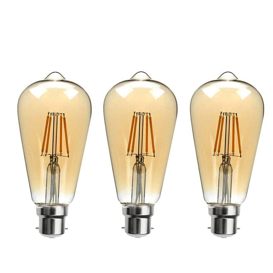 ST64 B22 4W 3 pack Dimmable Retro Classic Filament LED Bulbs~3874-0