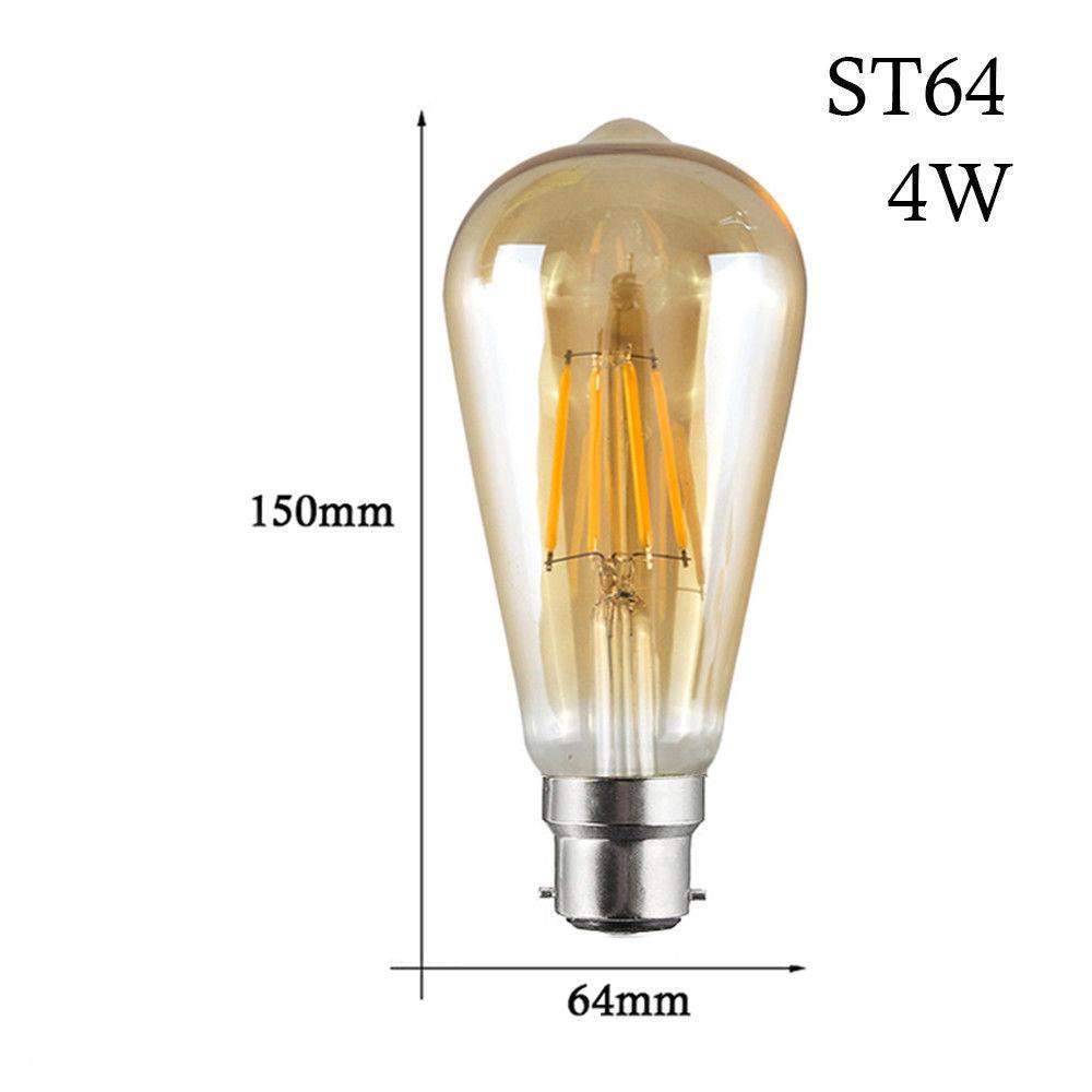 ST64 B22 4W 3 pack Dimmable Retro Classic Filament LED Bulbs~3874-1