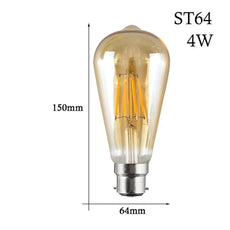 ST64 B22 4W 3 pack Dimmable Retro Classic Filament LED Bulbs~3874-1