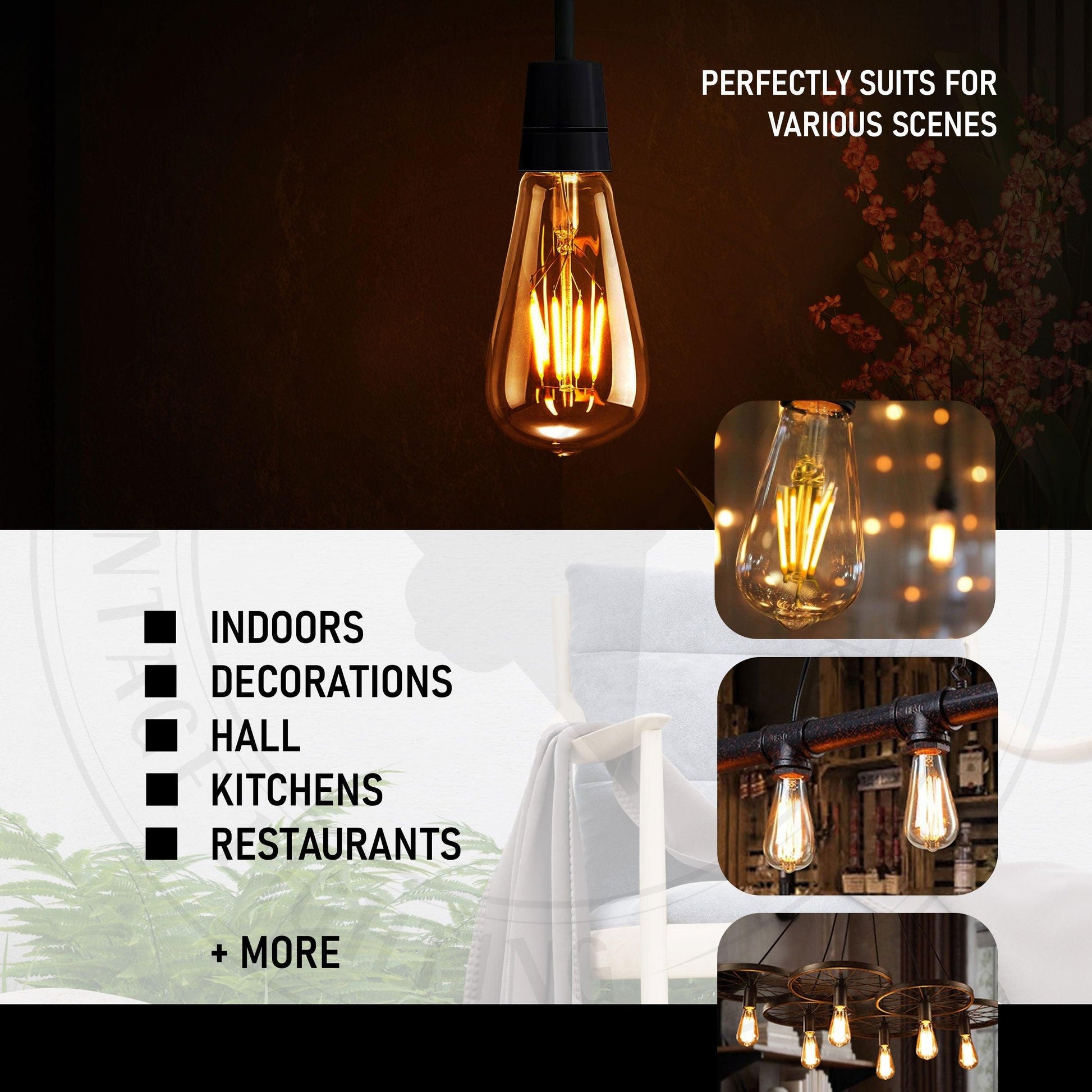 ST64 B22 4W Dimmable Retro Classic Filament LED Bulbs~3209-9