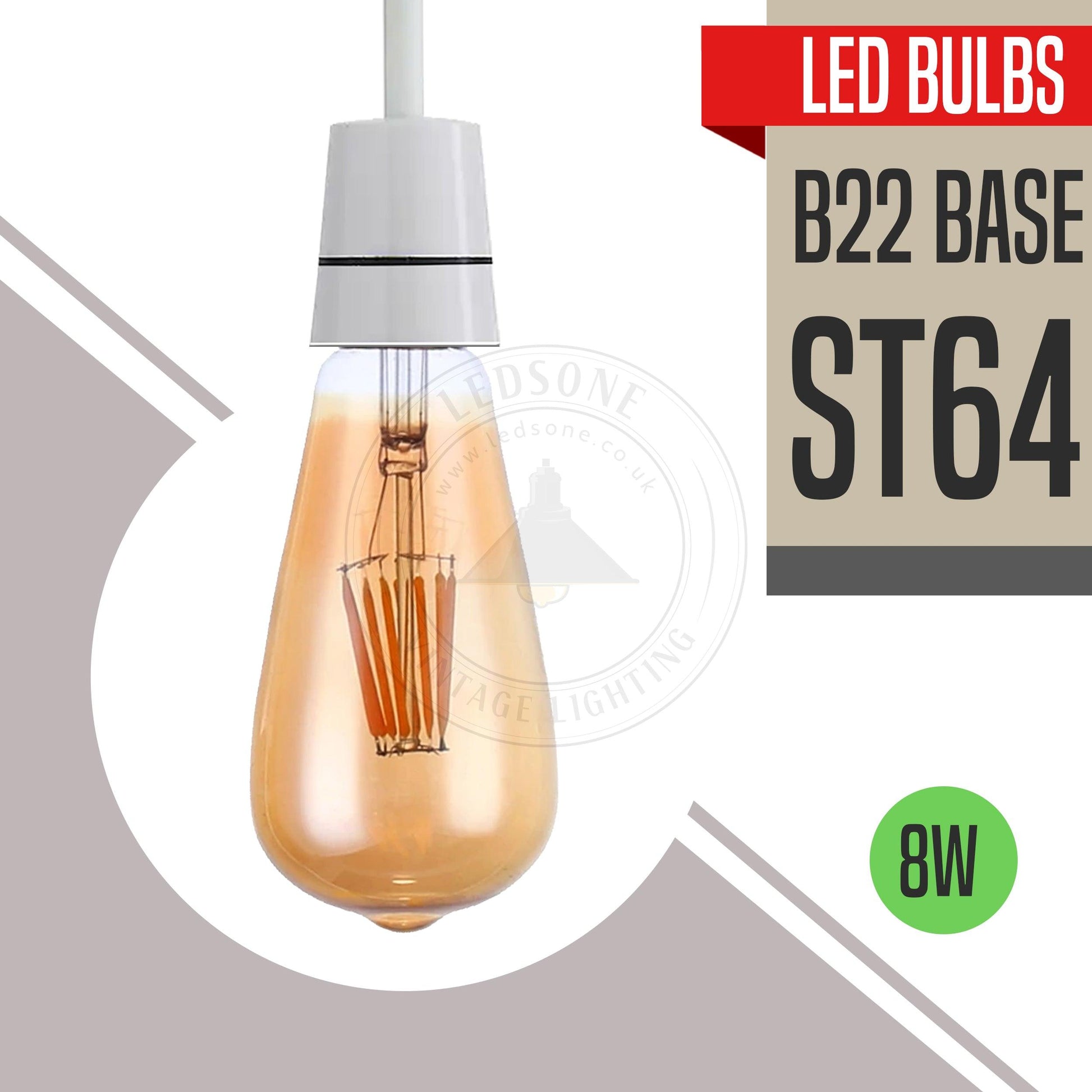 ST64 Bayonet 8W Dimmable Retro Classic LED Filament Bulbs~3208-0