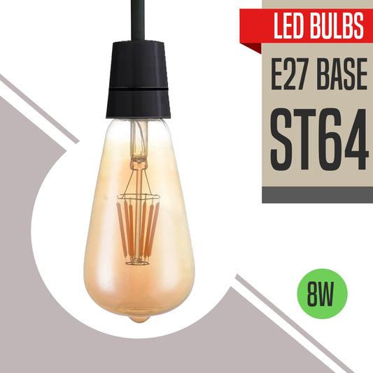 ST64 E27 8W Dimmable Retro Classic LED Filament Bulbs~3088-0