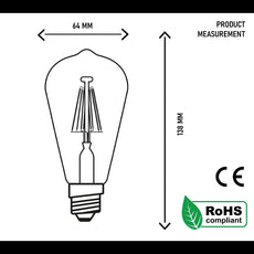 ST64 E27 8W Dimmable Retro Classic LED Filament Bulbs~3088-11