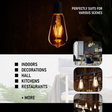 ST64 E27 8W Dimmable Retro Classic LED Filament Bulbs~3088-12