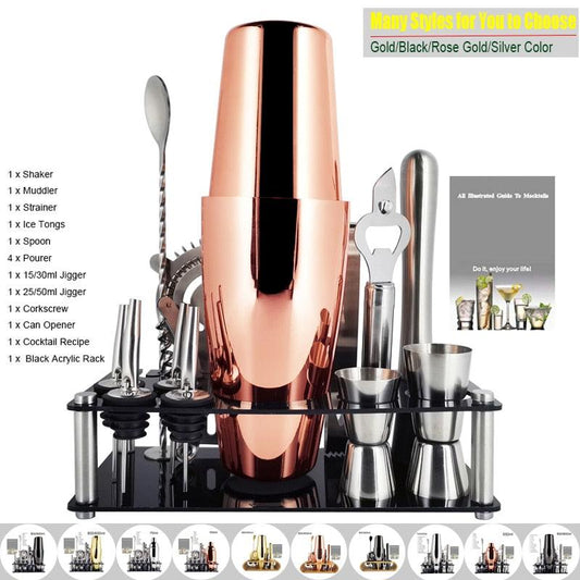 Stainless Steel Cocktail Kit Bars Set Tools With Stand Free Shipping - Puritific