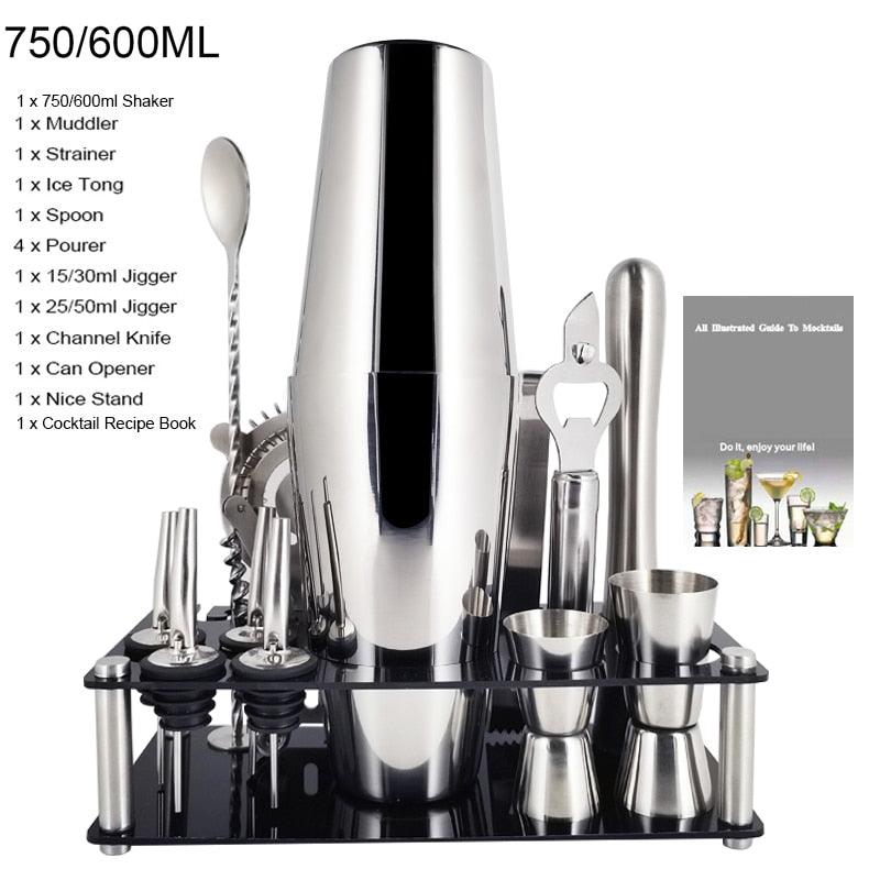 Stainless Steel Cocktail Kit Bars Set Tools With Stand Free Shipping - Puritific