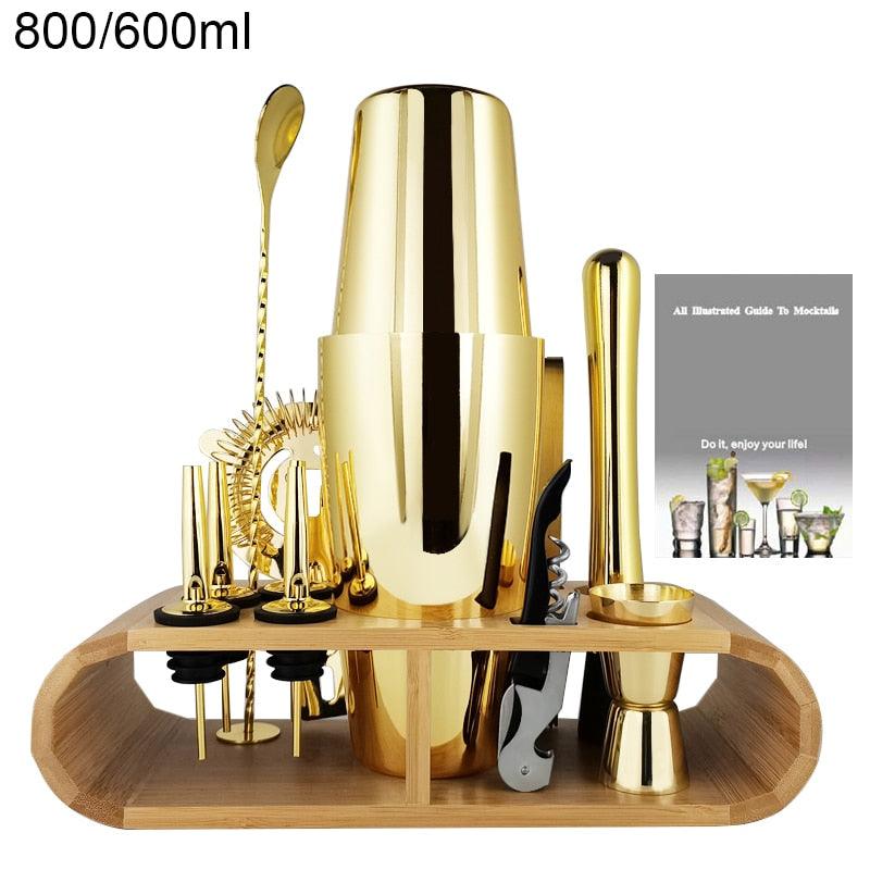 Stainless Steel Cocktail Kit Bars Set Tools With Stand Free Shipping - Puritific