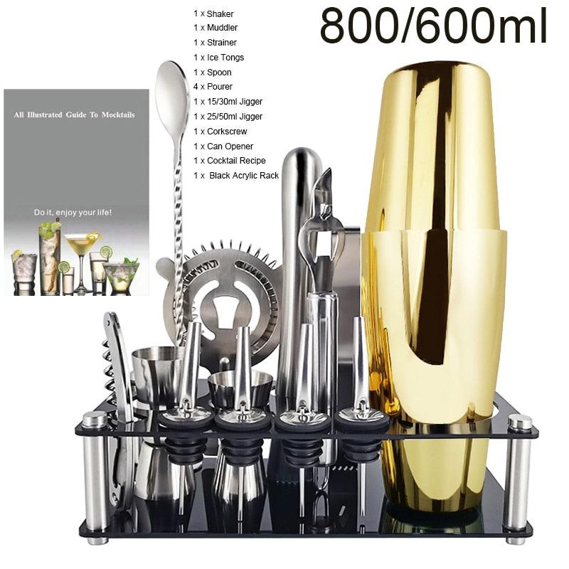 Stainless Steel Cocktail Kit Bars Set Tools With Stand Free Shipping - Puritific