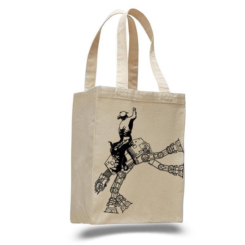 Star Wars AT AT rodeo- cotton canvas natural tote bag - Puritific