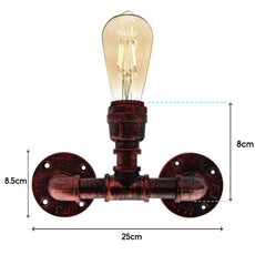 Steampunk Light E27 Rustic Red Retro Water Pipe Lamp Metal Wall Sconce ~4458-2