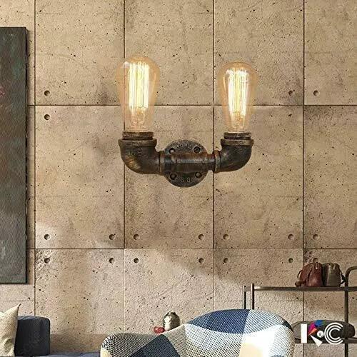 Steampunk Metal Water Pipe Wall Scones Lighting Fixtures 2Head Pipe Wall Light~2066-1