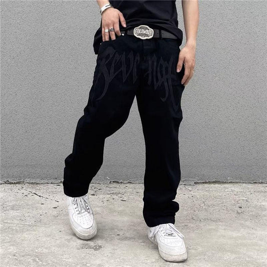 Streetwear Embroidery Baggy Jeans - Puritific