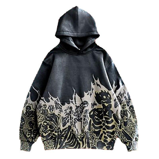 Streetwear Skull Print Hoodies - Puritific