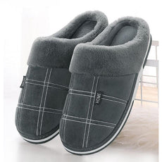 Suede Gingham Plush Slippers - Puritific