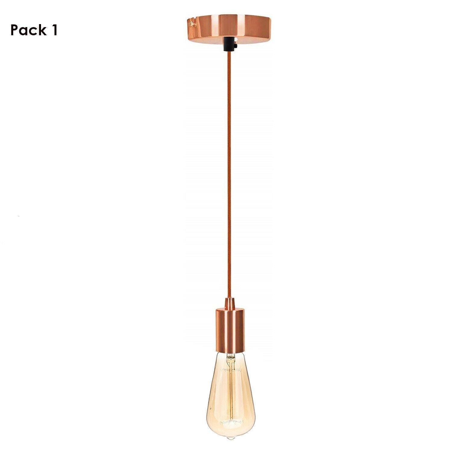 Suspended Ceiling Rose Braided Fabric Flex Rose Gold Pendant Lamp Holder Light Fitting Lighting~1252-1