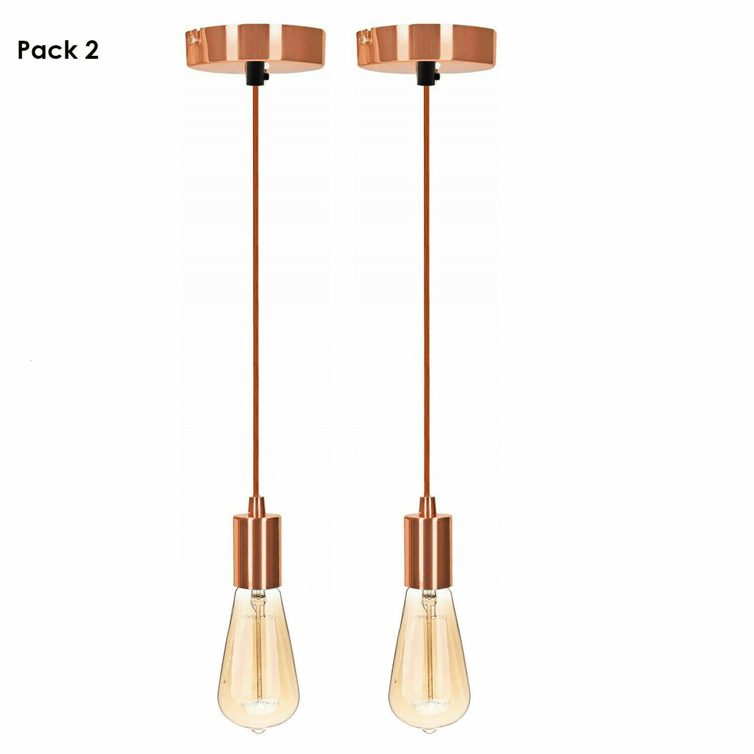 Suspended Ceiling Rose Braided Fabric Flex Rose Gold Pendant Lamp Holder Light Fitting Lighting~1252-3