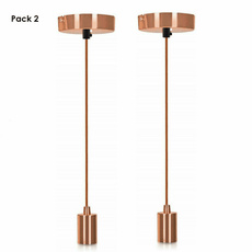 Suspended Ceiling Rose Braided Fabric Flex Rose Gold Pendant Lamp Holder Light Fitting Lighting~1252-4