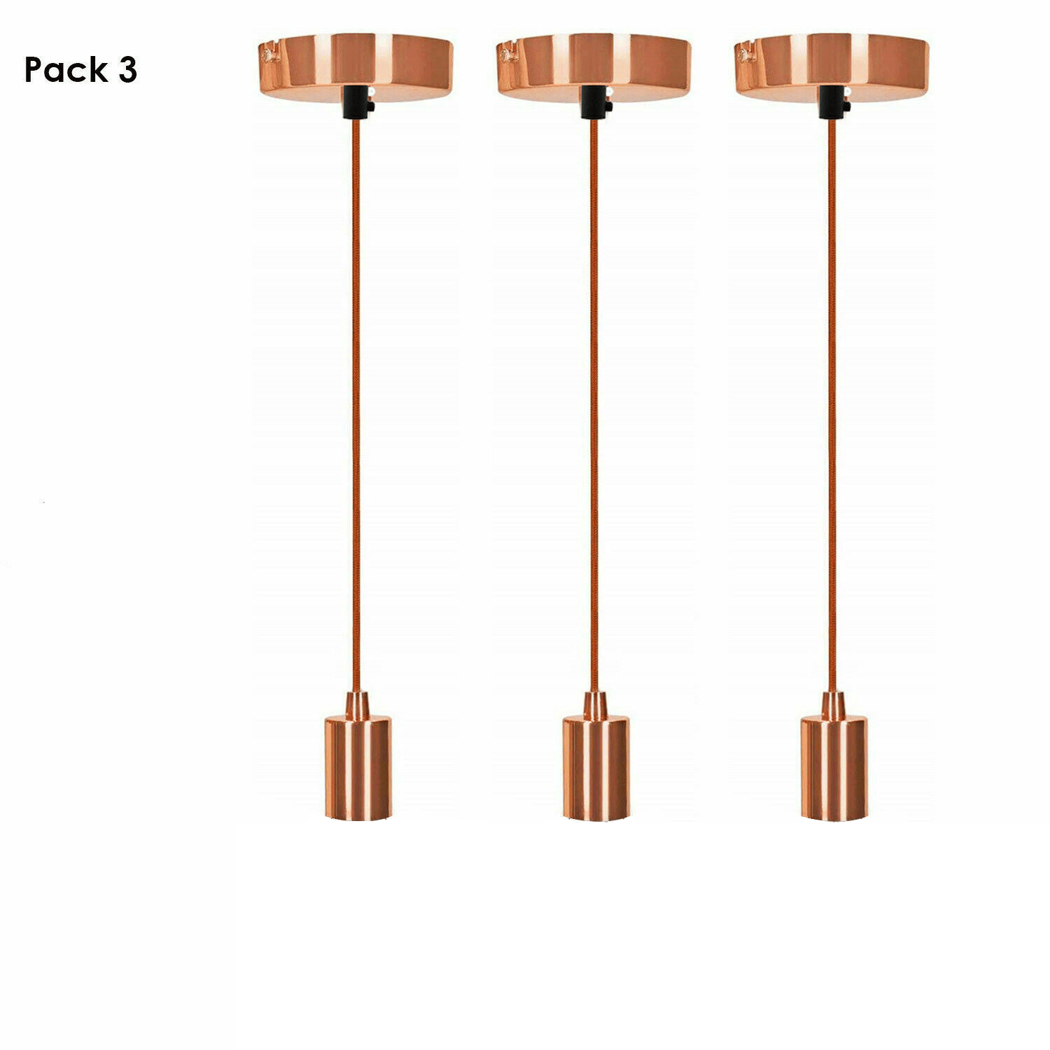 Suspended Ceiling Rose Braided Fabric Flex Rose Gold Pendant Lamp Holder Light Fitting Lighting~1252-6