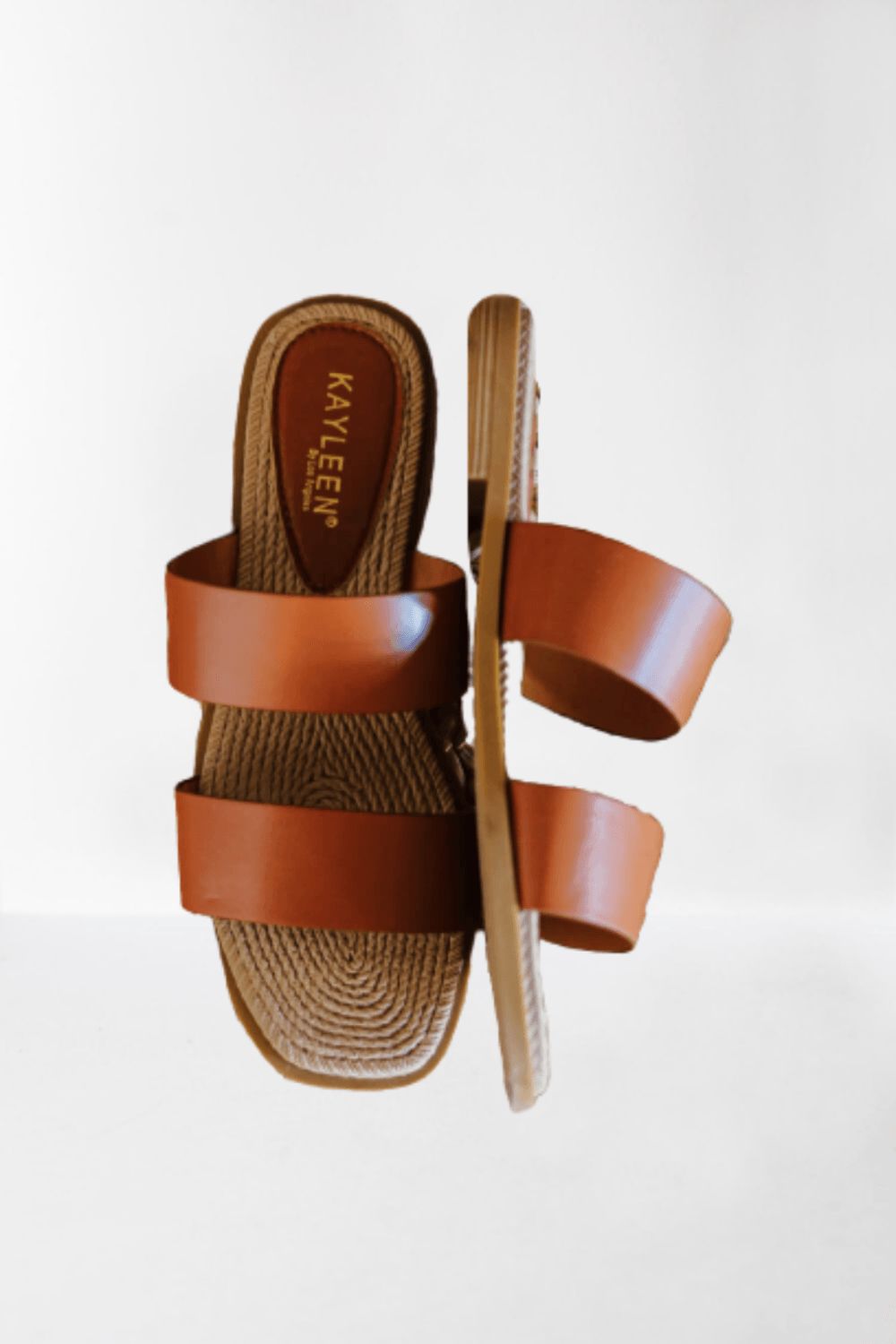 Tan Strappy Slides Sandals - Puritific