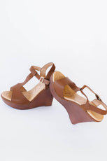 Tan Wedge Platform Sandals - Puritific