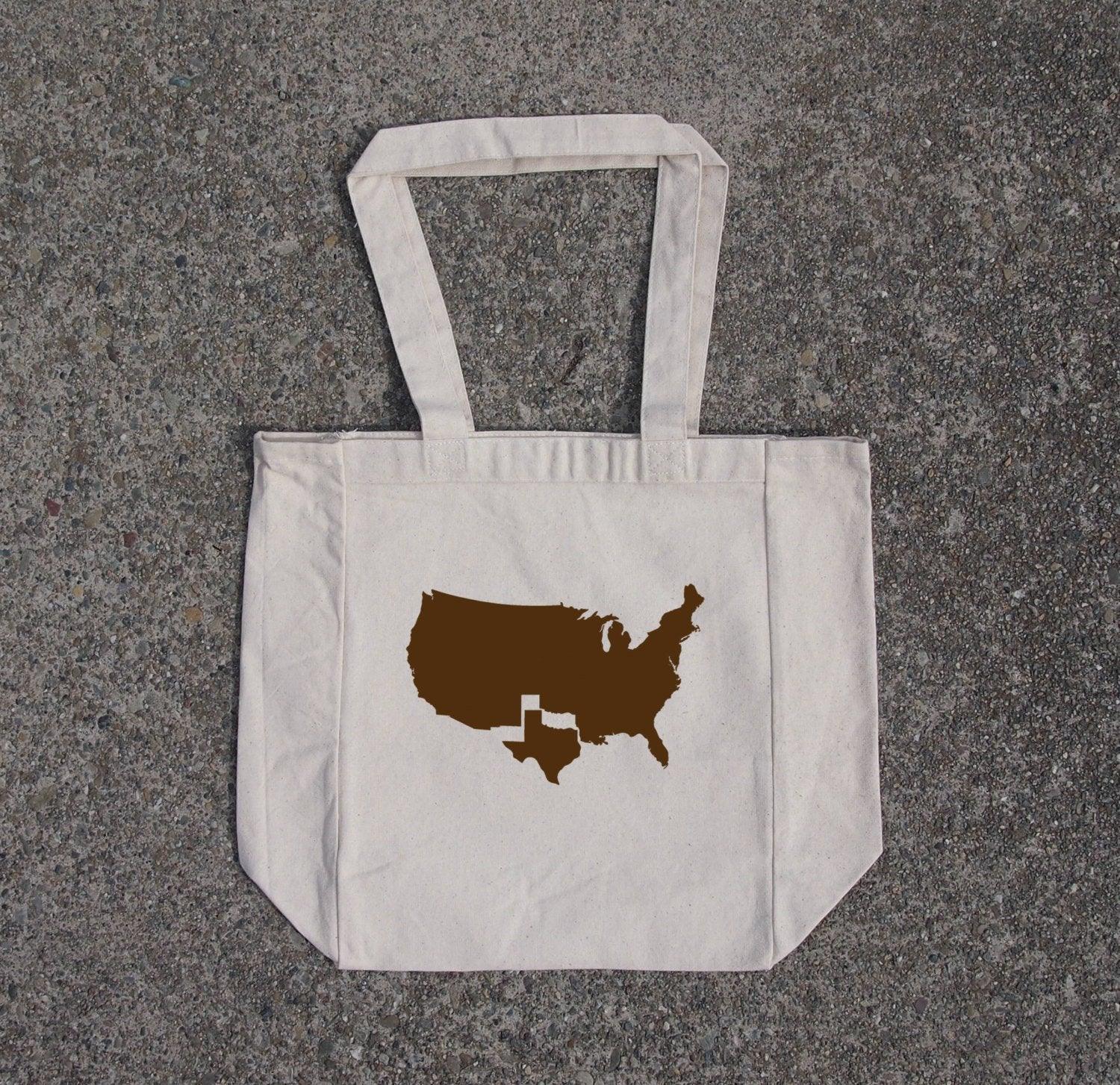 Texas- cotton canvas natural tote bag - Puritific