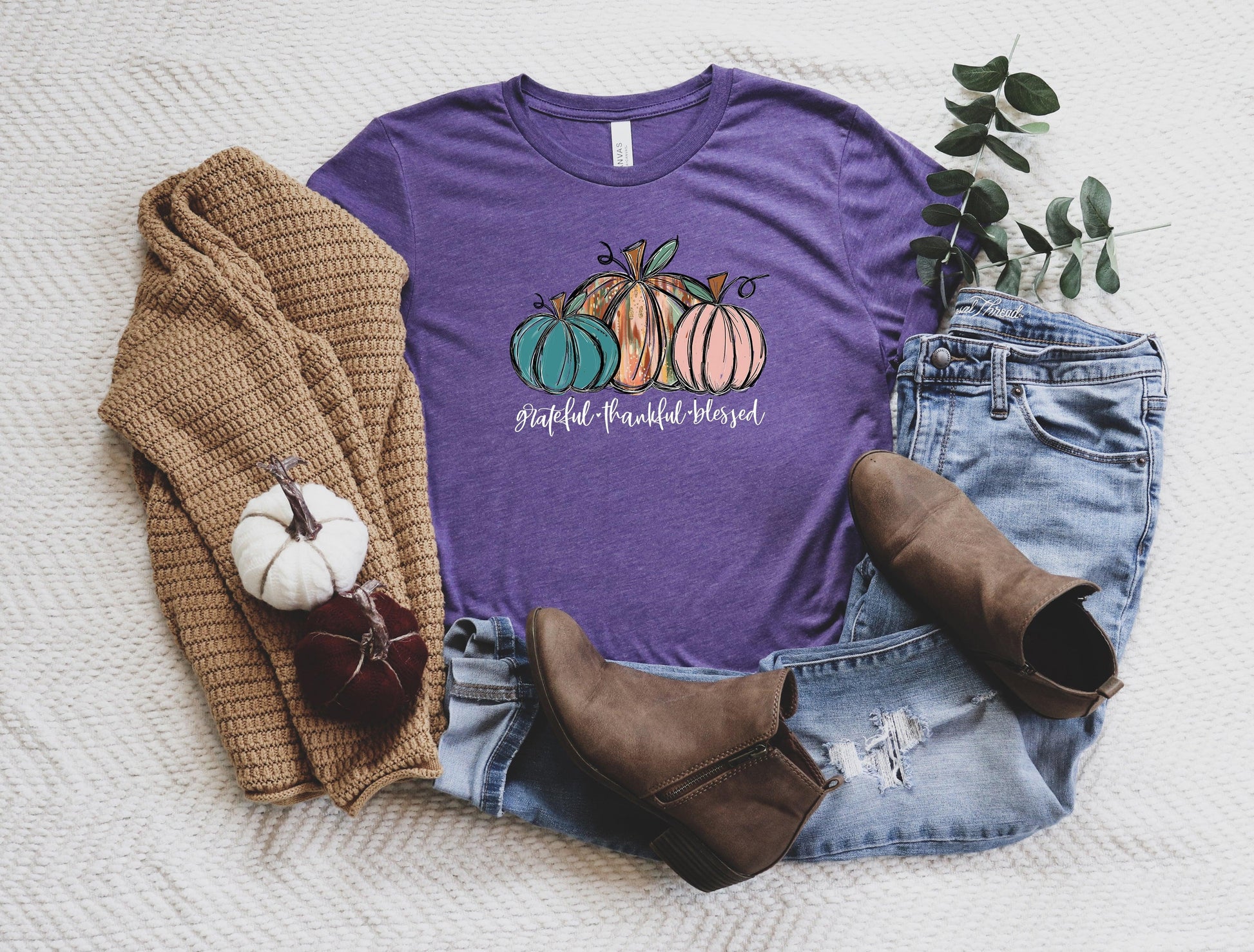 Thankful Grateful Blessed Shirt, Pumpkin Shirt - Puritific