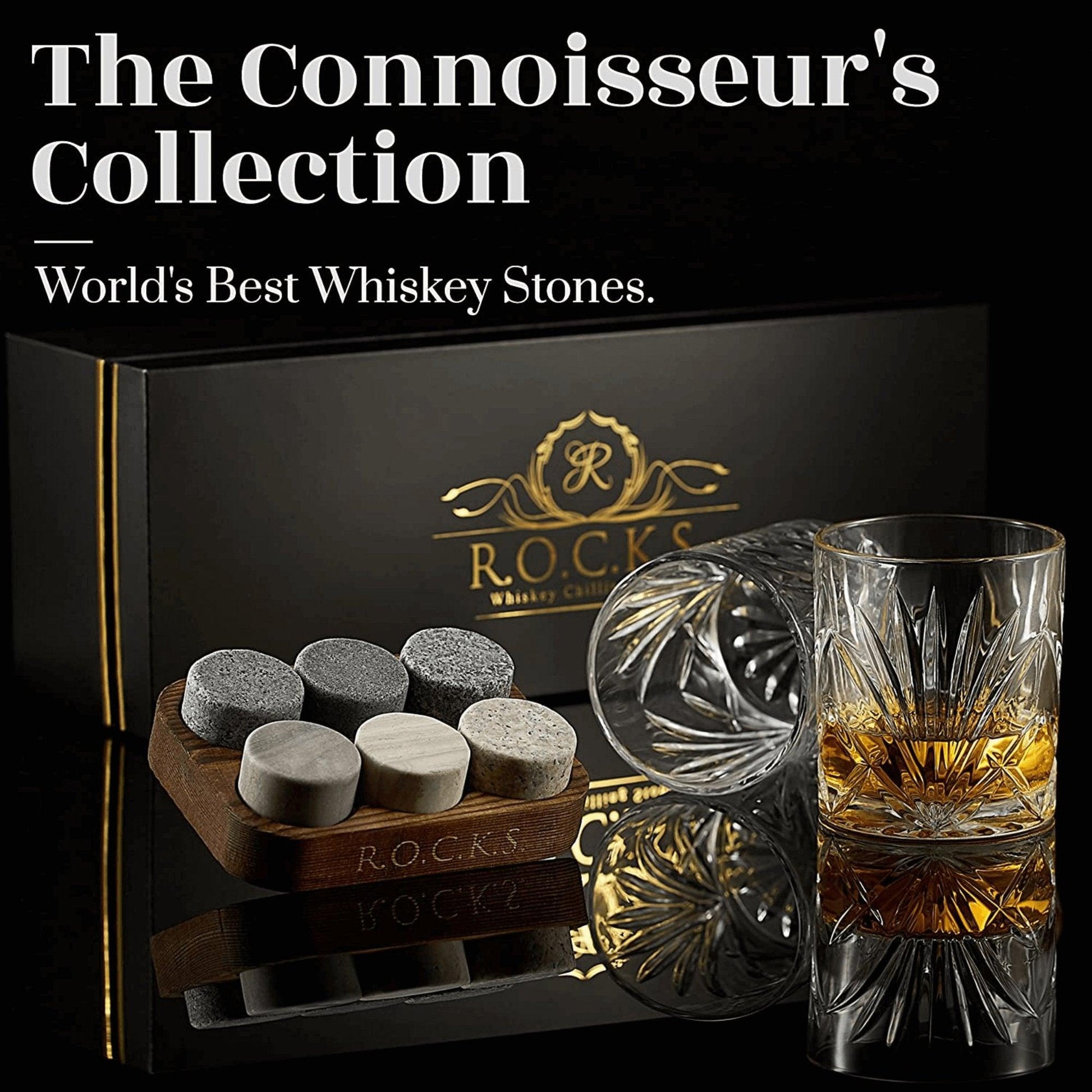 The Connoisseur's Set - Whiskey Stones & Palm Glass Edition - Puritific