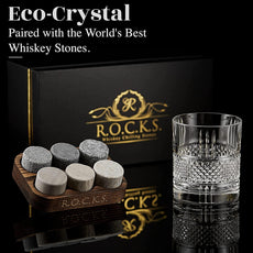 The Connoisseur's Set - Whiskey Stones & Reserve Whiskey Crystal Glass - Puritific