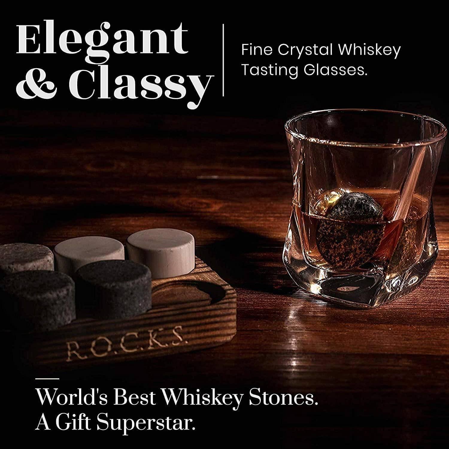 The Connoisseur's Set - Whiskey Stones & Twist Glass Edition - Puritific