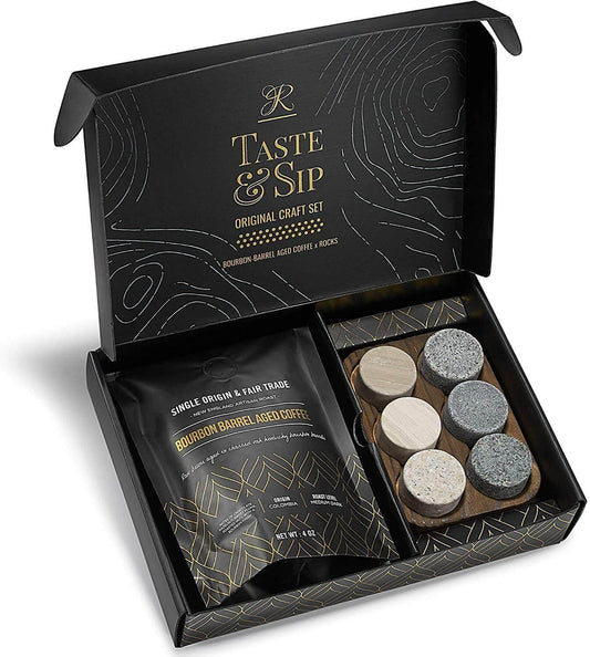 The Gourmet Gift Set - Whiskey Stones & Bourbon Barrel Aged Coffee - Puritific