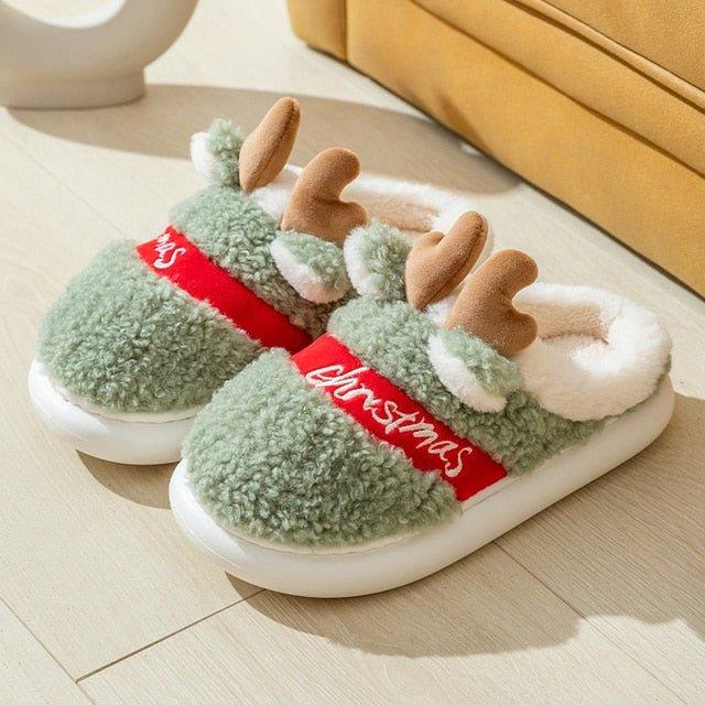 Thick Sole Christmas Deer Slippers - Puritific