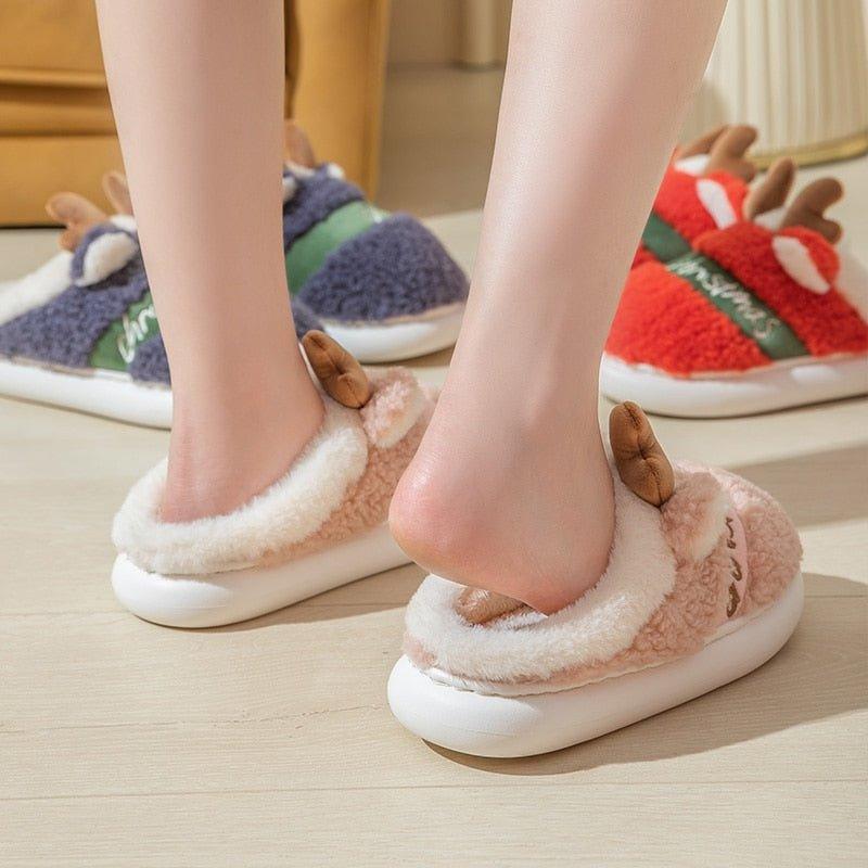 Thick Sole Christmas Deer Slippers - Puritific