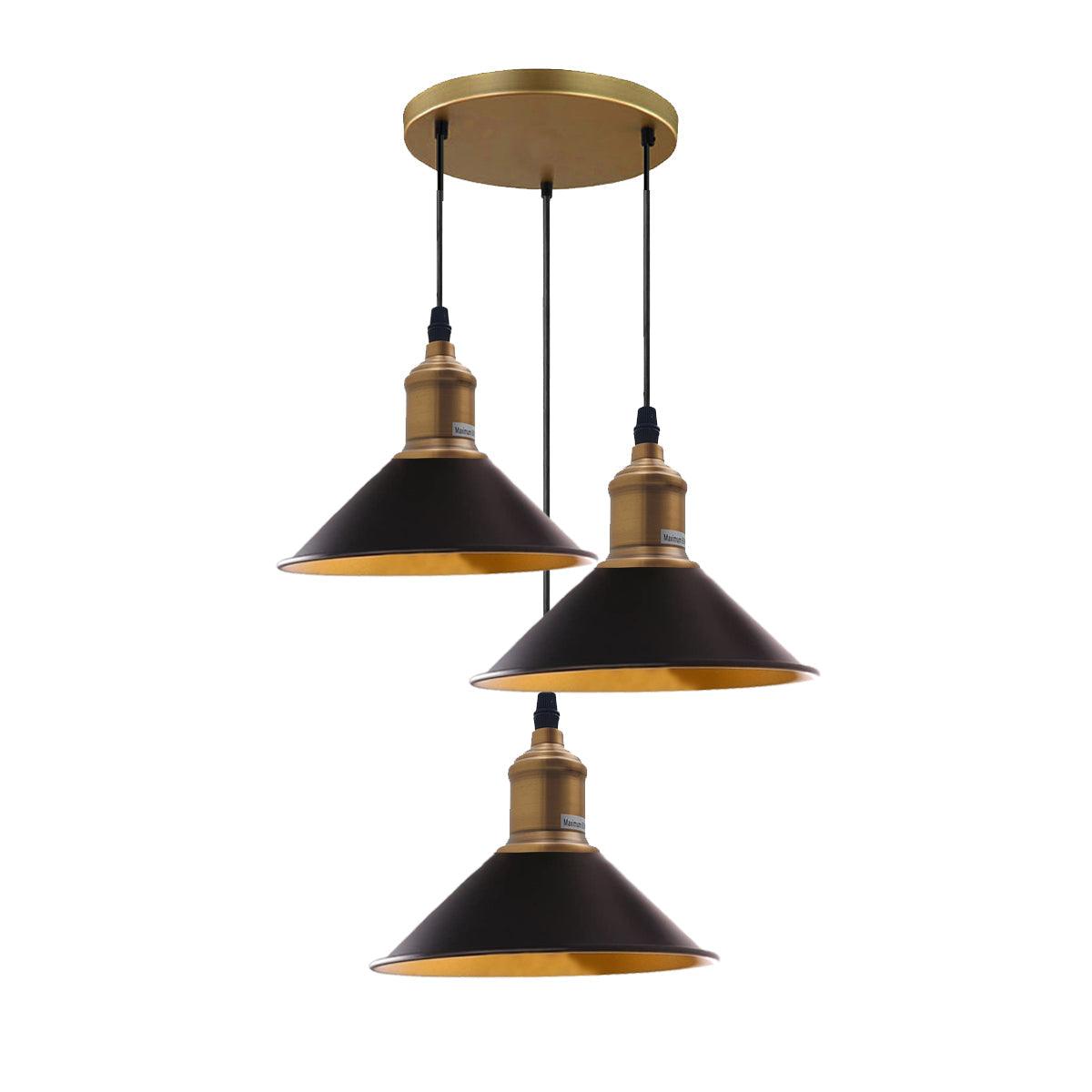 Three Outlet Black Pendant Light 3 Lights Modern Drop Hanging Light~1508-2